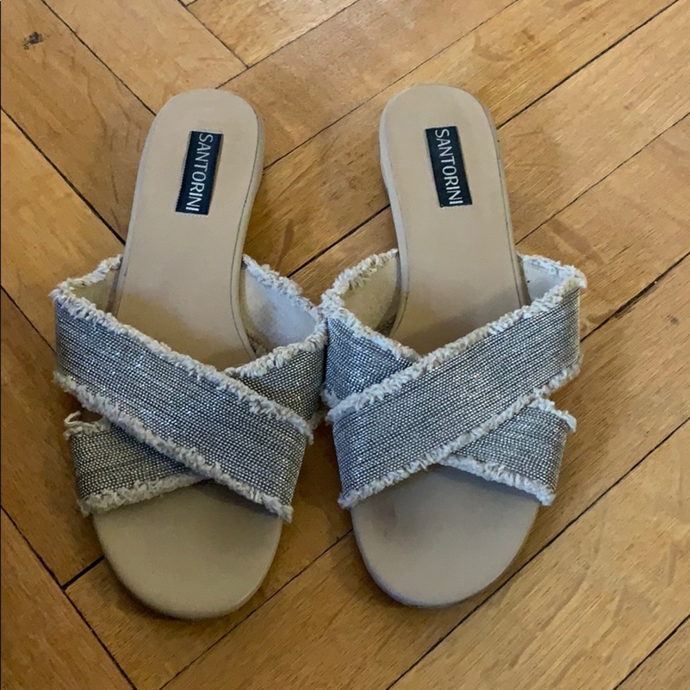 Santorini metallic slide sandals 9.5